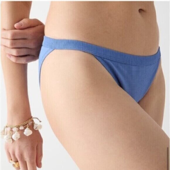 NWT J Crew Pink Ribbed Trim Hipster Full Coverage Bikini Bottom Small - Picture 5 of 8